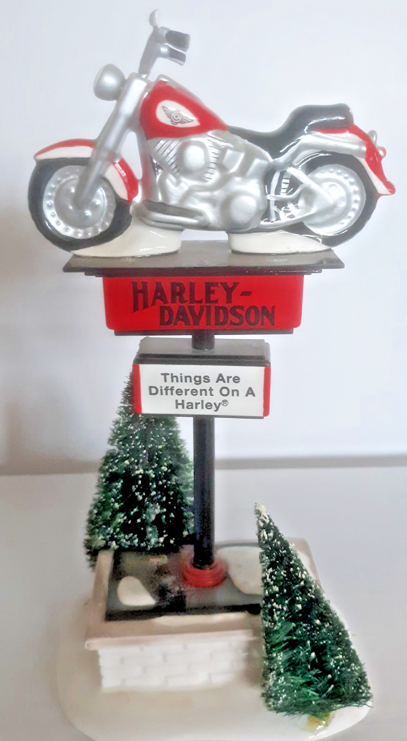 Department 56 Original Snow Village Harley-Davidson Sign 7″ tall 1997