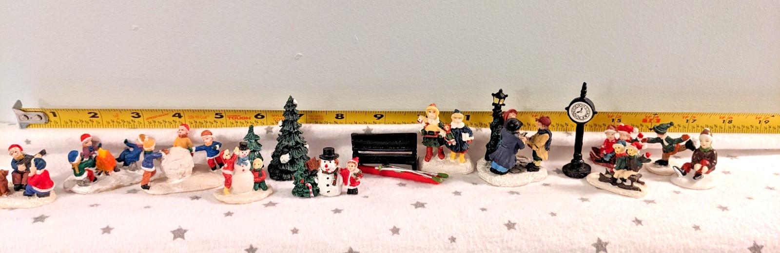 Christmas Village Display Figurines Train Garden Lot of 16 Pieces