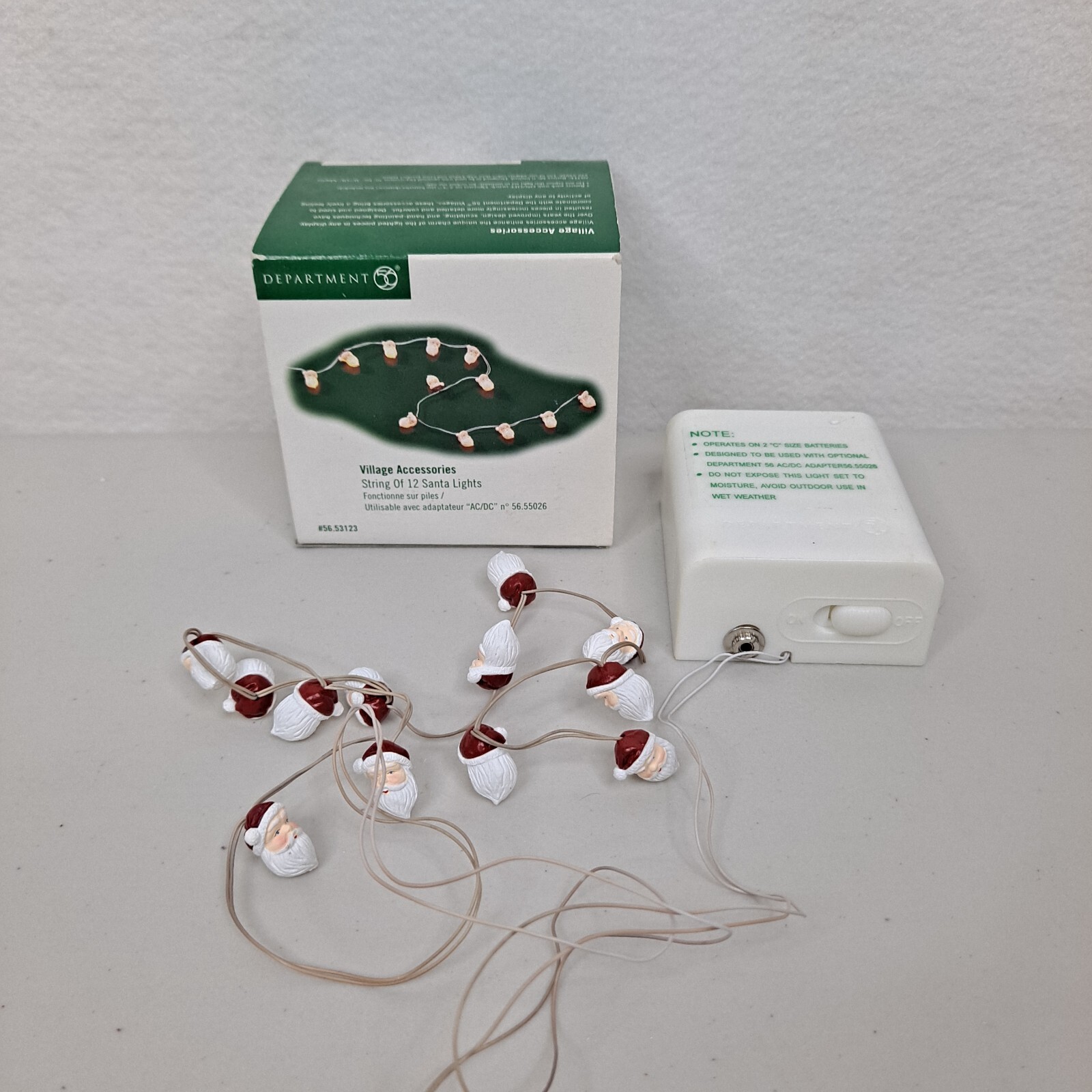 Dept 56 String of 12 Santa Lights Works Christmas Village Accessory