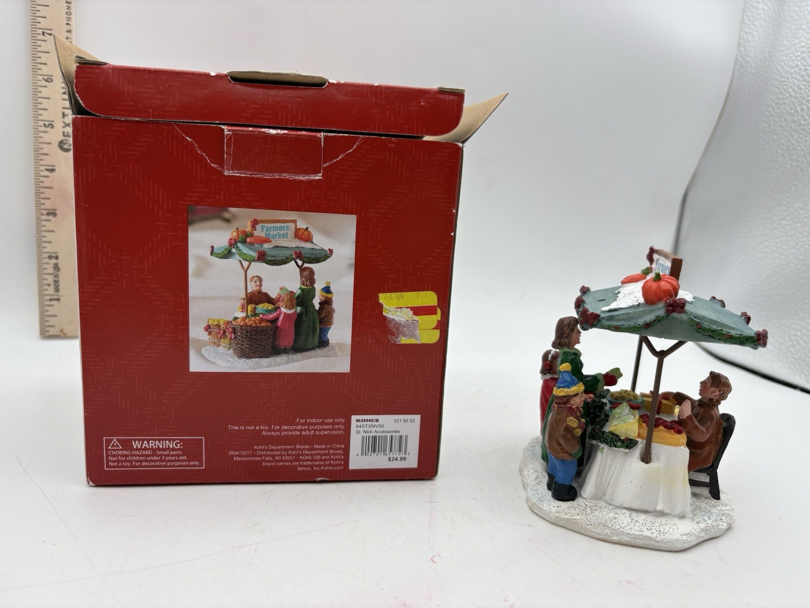 St Nicholas Square Farmers Market Stand Christmas Village w/ Box Kohl’s