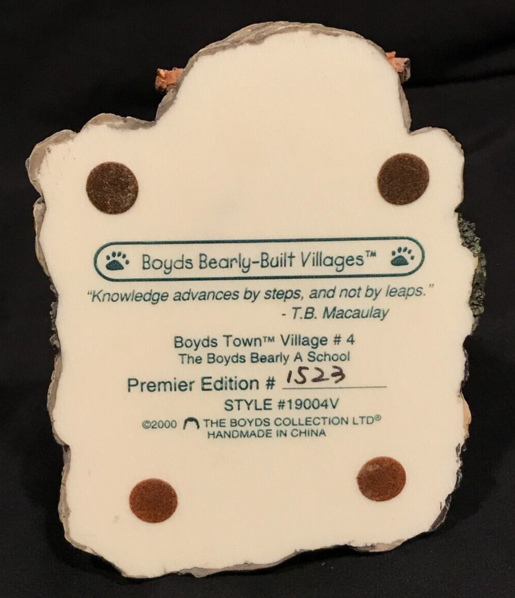 Boyds Bearly Built Villages Bearly A School Teacher Bear & Students Inside