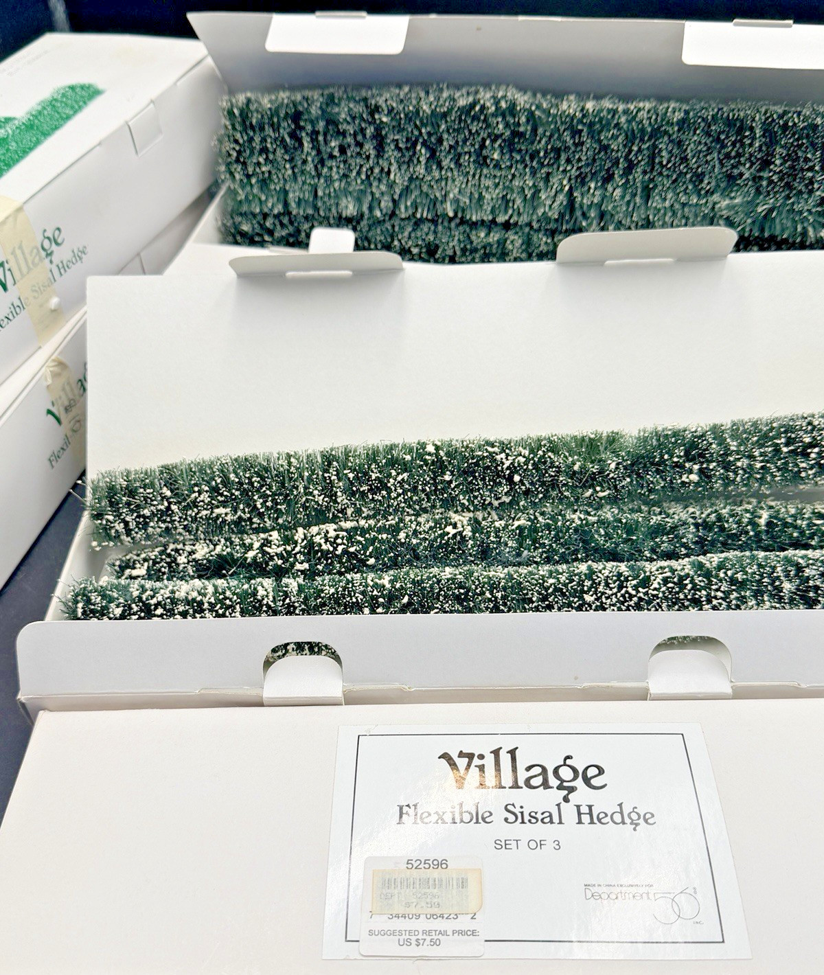 Dept 56 Village Flexible Sisal Hedge Lot Snowy Fencing 5 Boxes 3 Tall 2 Short