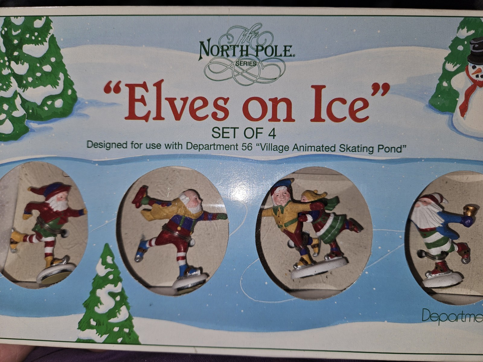 New Elves On Ice Dept 56 Snow Village North Pole Serie Set Of 4 Christmas