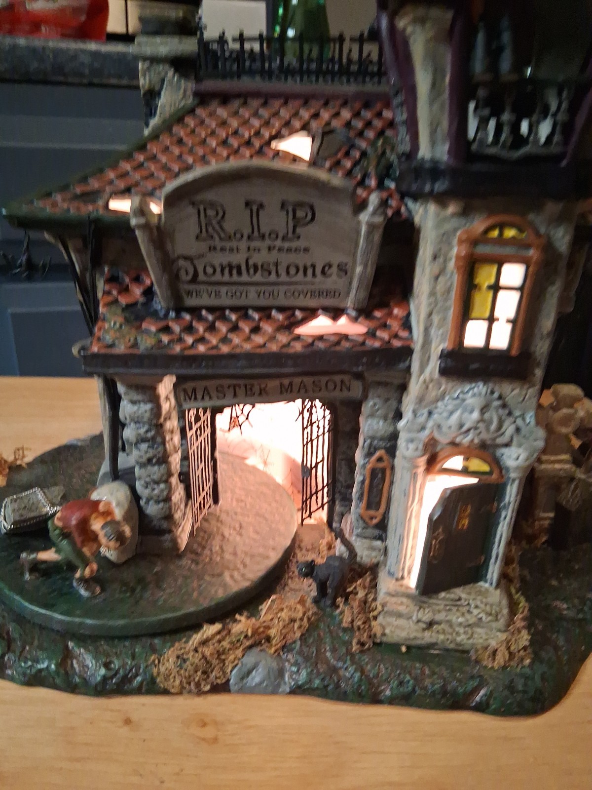 Vintage Dept 56 Snow Village Halloween Rest In Peace Tombstones Haunted. Nice