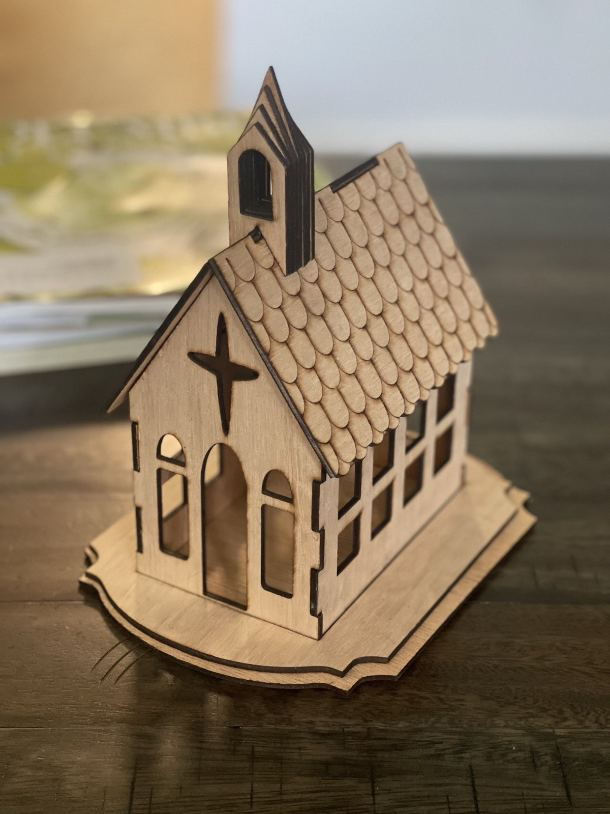 Handcrafted Wooden Country Church 8”