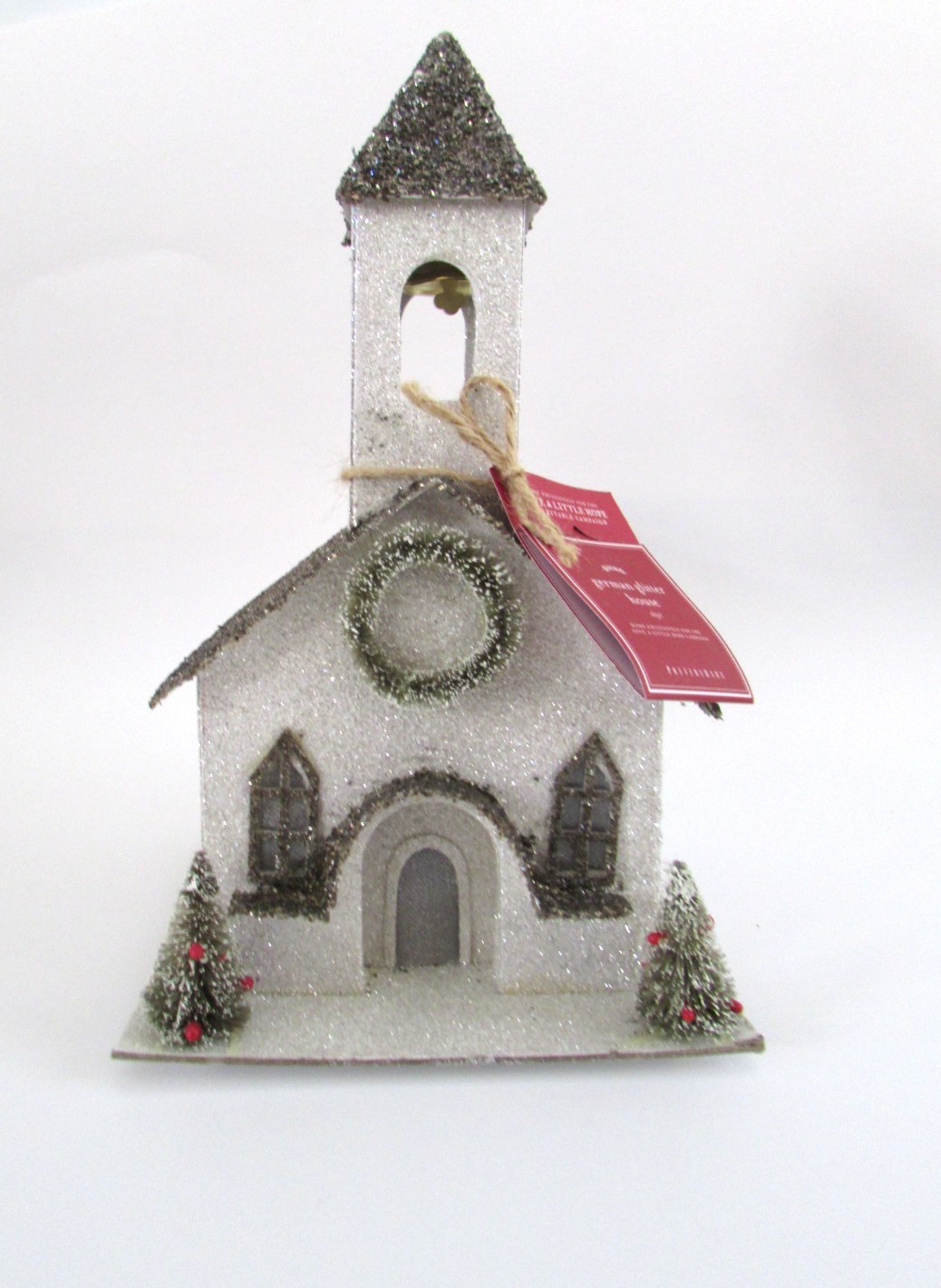 Pottery Barn Christmas Large German Glitter House Church Putz Style NWT
