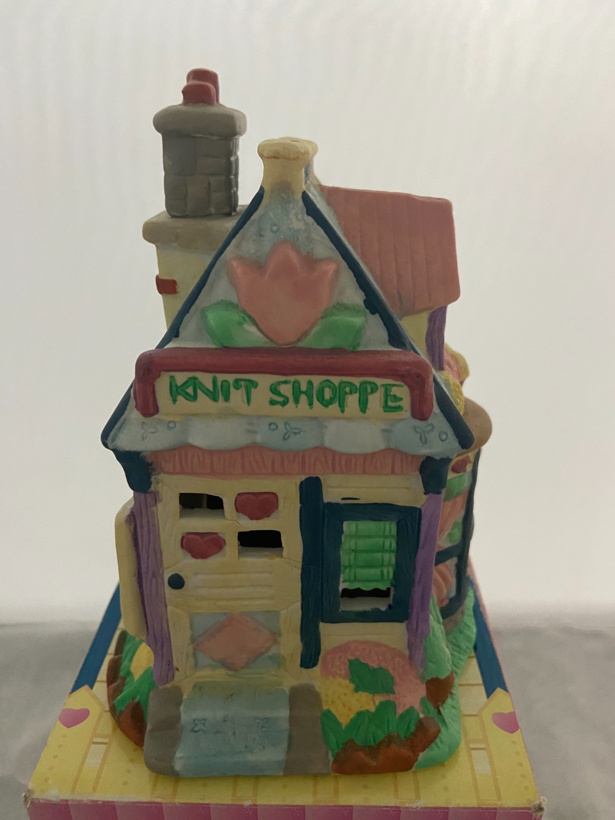 Vintage County House Porcelain Lighted House Knit Shoppe Original Box No Light