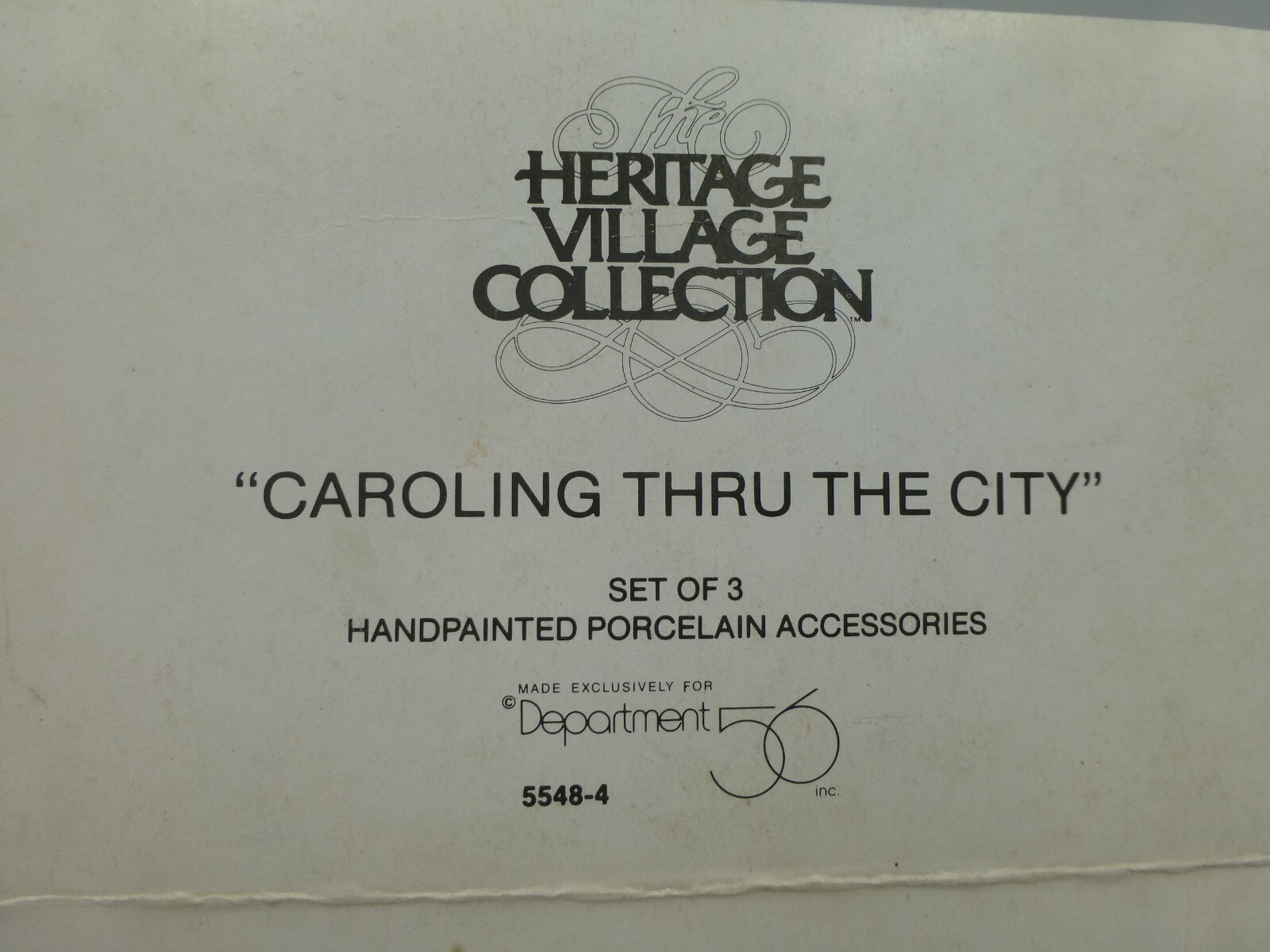 Dept 56 -‘Caroling Thru the City’ 3 Figures 5548-4, ‘Key to the City’ 5889-3 etc