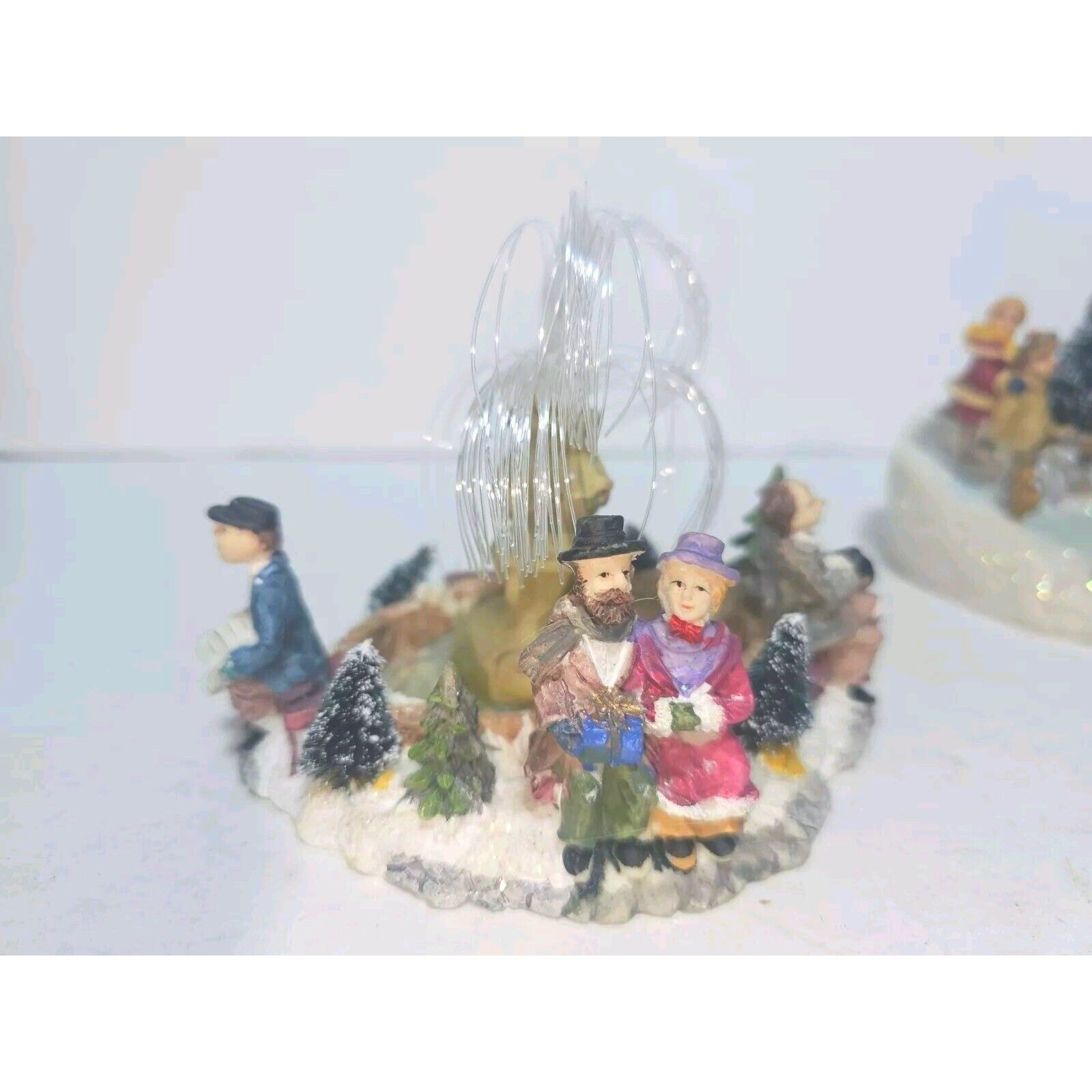 Vintage Christmas Village Water Fountain And Ice Skaters