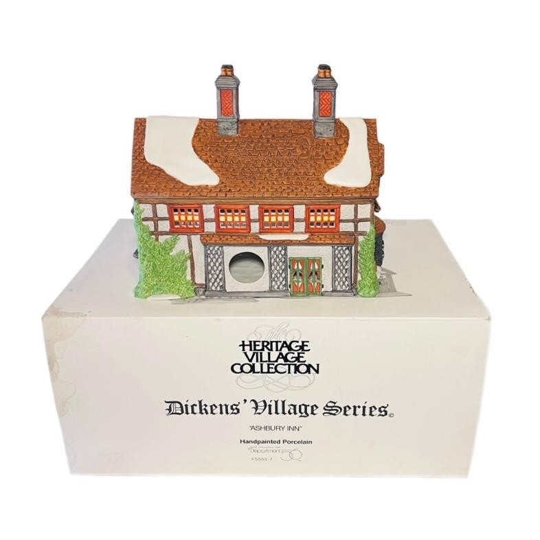 Vintage 1991 Ashbury Inn 5555-7 Dicken’s Village Heritage Hand Painted Porcelain
