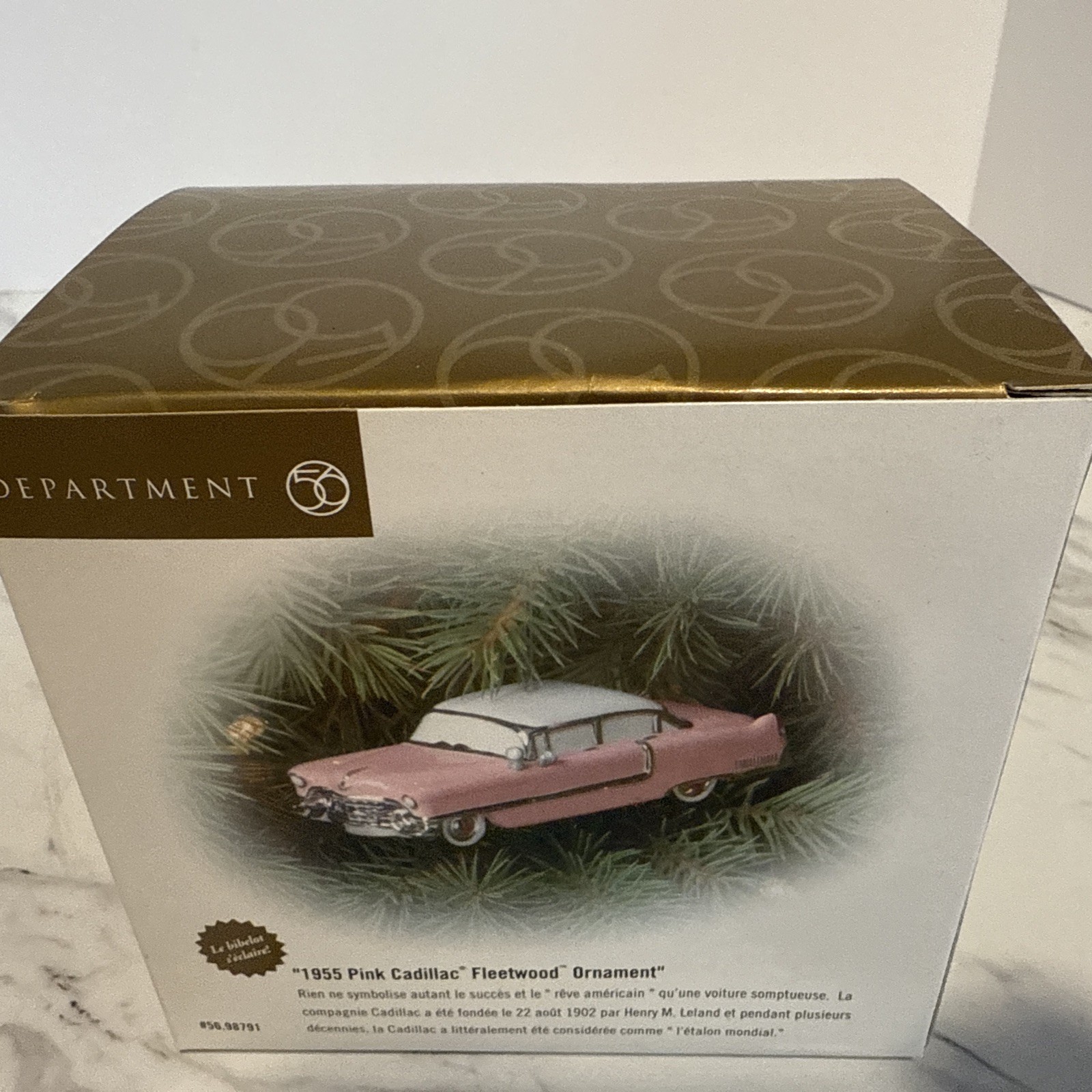 Dept 56 Snow Village 1955 Pink Fleetwood Cadillac Ornament NEW in BOX Christmas