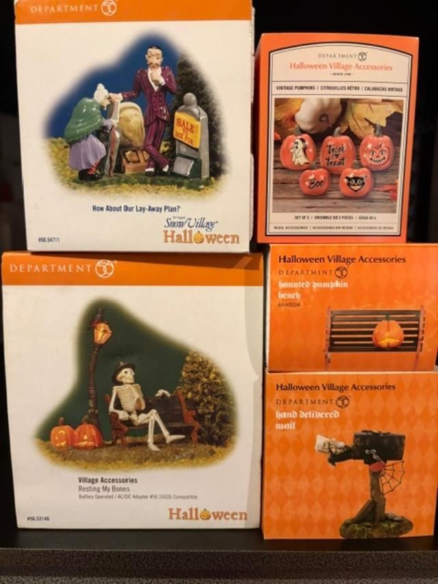 Department 56 Halloween Lot – Lay-Away Plan, Resting My Bones, Haunted Bench ETC