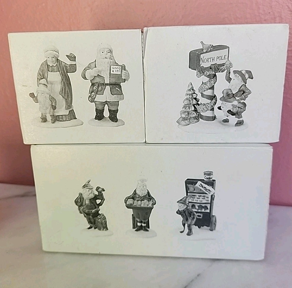 Dept. 56 Heritage & Alpine Village Porcelain Christmas Figures – Set of 4 In BOX