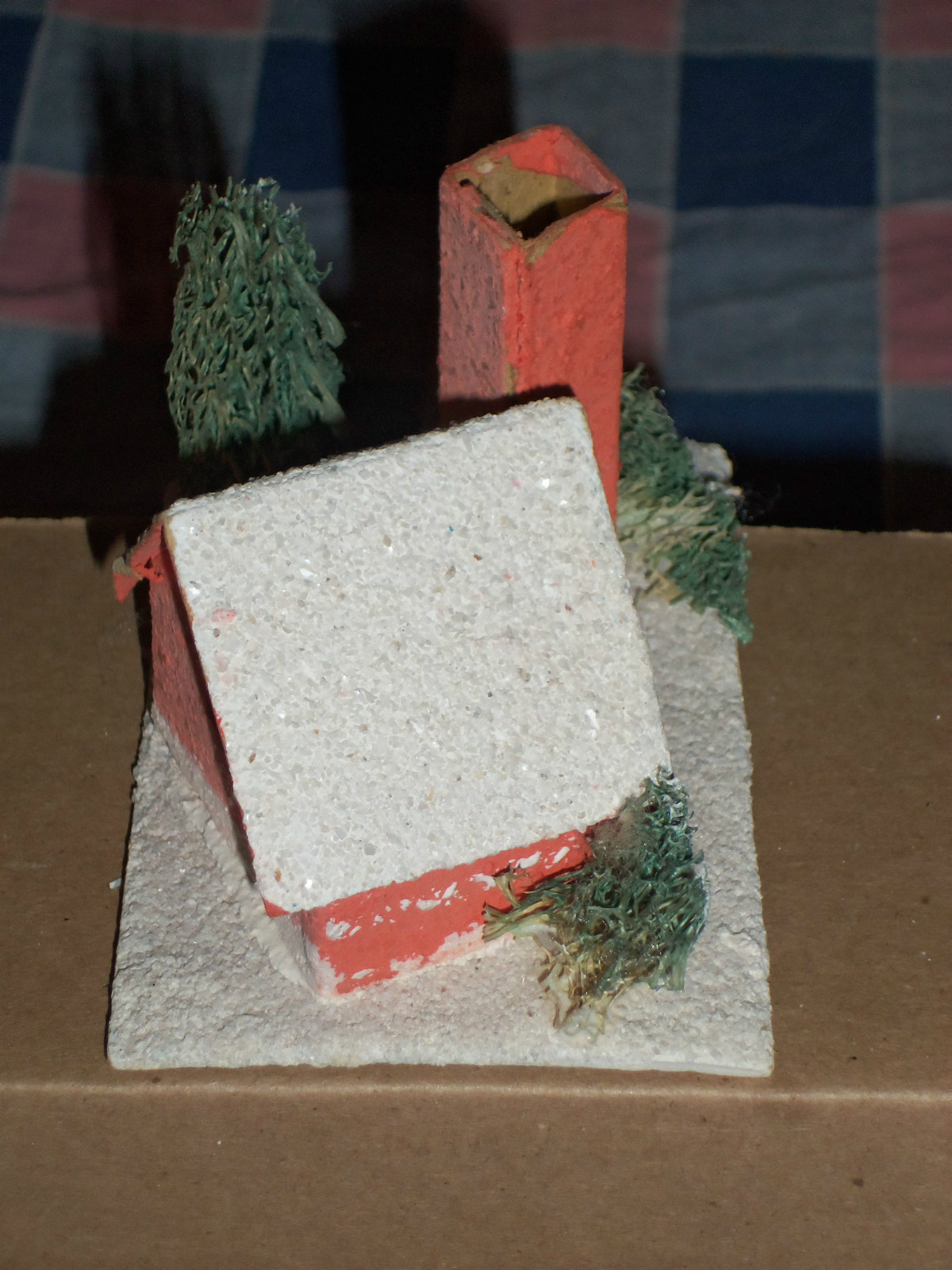 i. Vintage Japan Christmas House Building 2 3/8 Inch High Door Cover Crooked