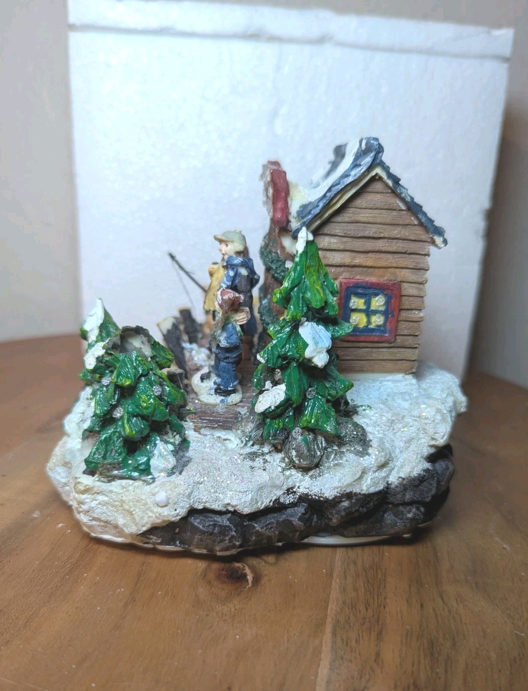 RARE Santa’s Workbench Victorian Christmas Village Fiber Optic Ice Fishing NEW
