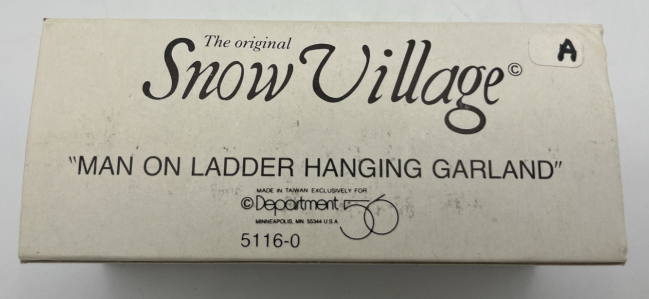 Dept 56 Snow Village Man on Ladder Hanging Garland #5116-0 Original Box