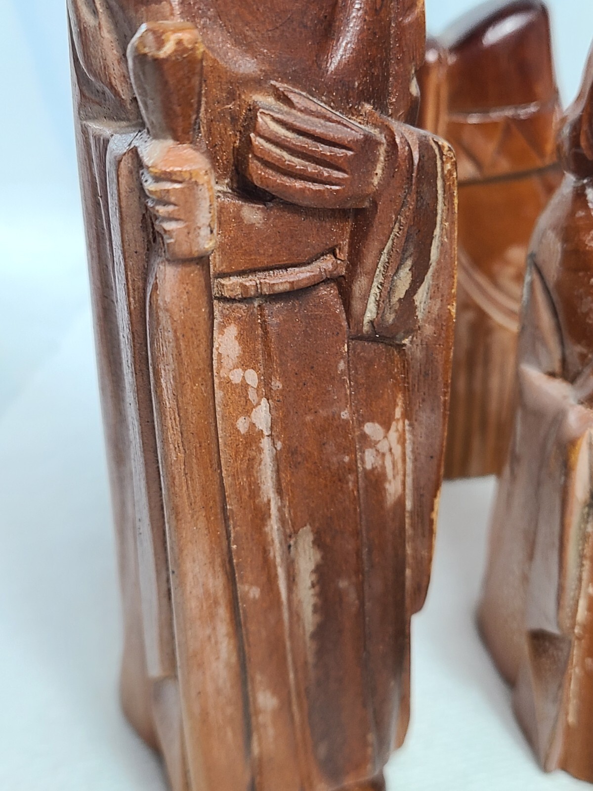 Vintage Wood Nativity Set Hand Carved 9 Pieces Camel Three Wise Baby Jesus