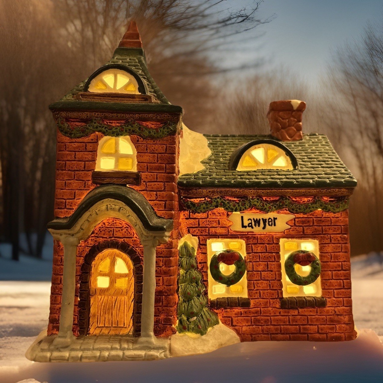 1994 O’Well Dickens Keepsake “Lawyer” Porcelain Christmas House Box and Light