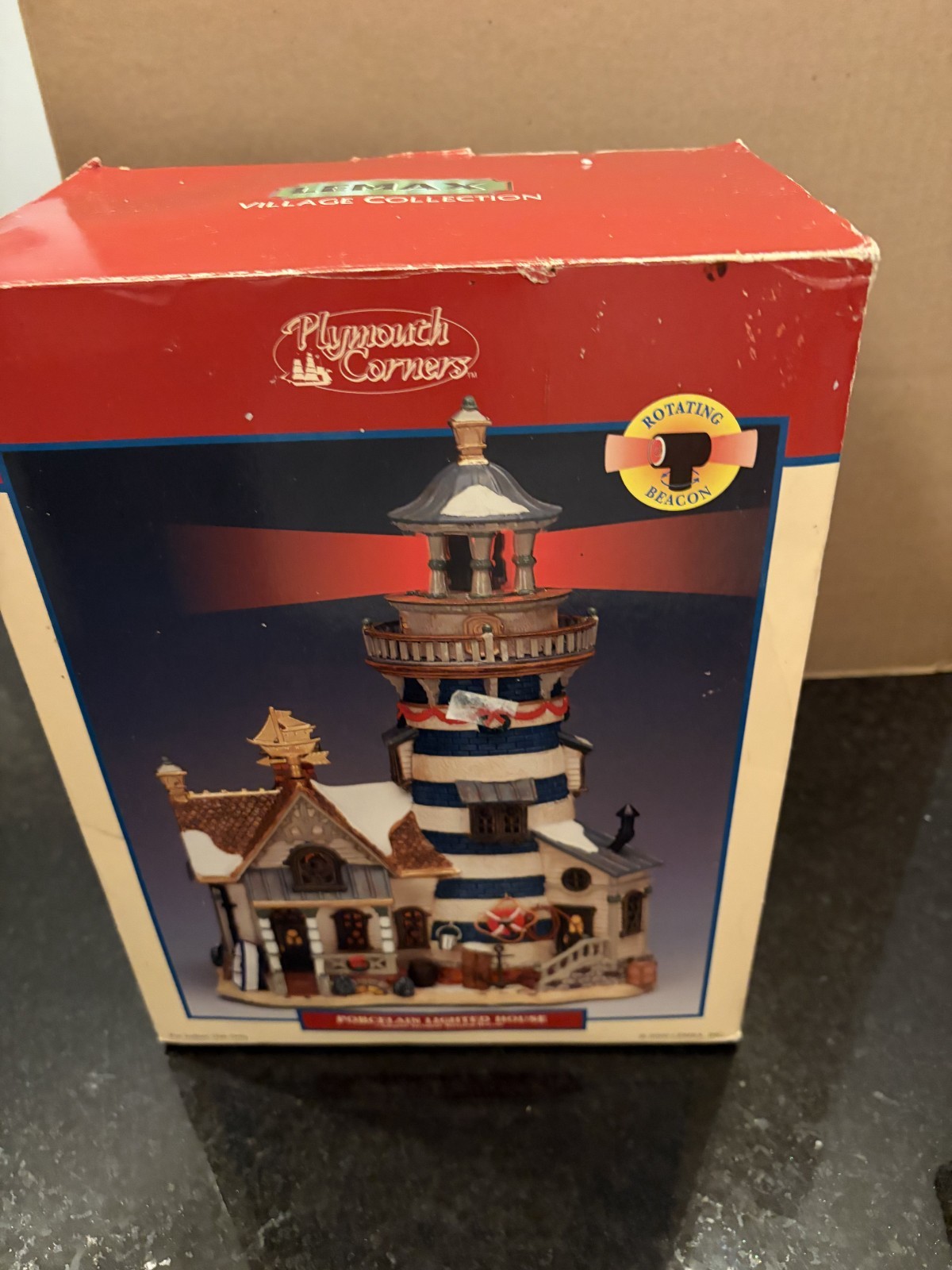 Lemax Plymouth Corners Rotating Beacon Lighthouse Christmas Village w/ Box Works