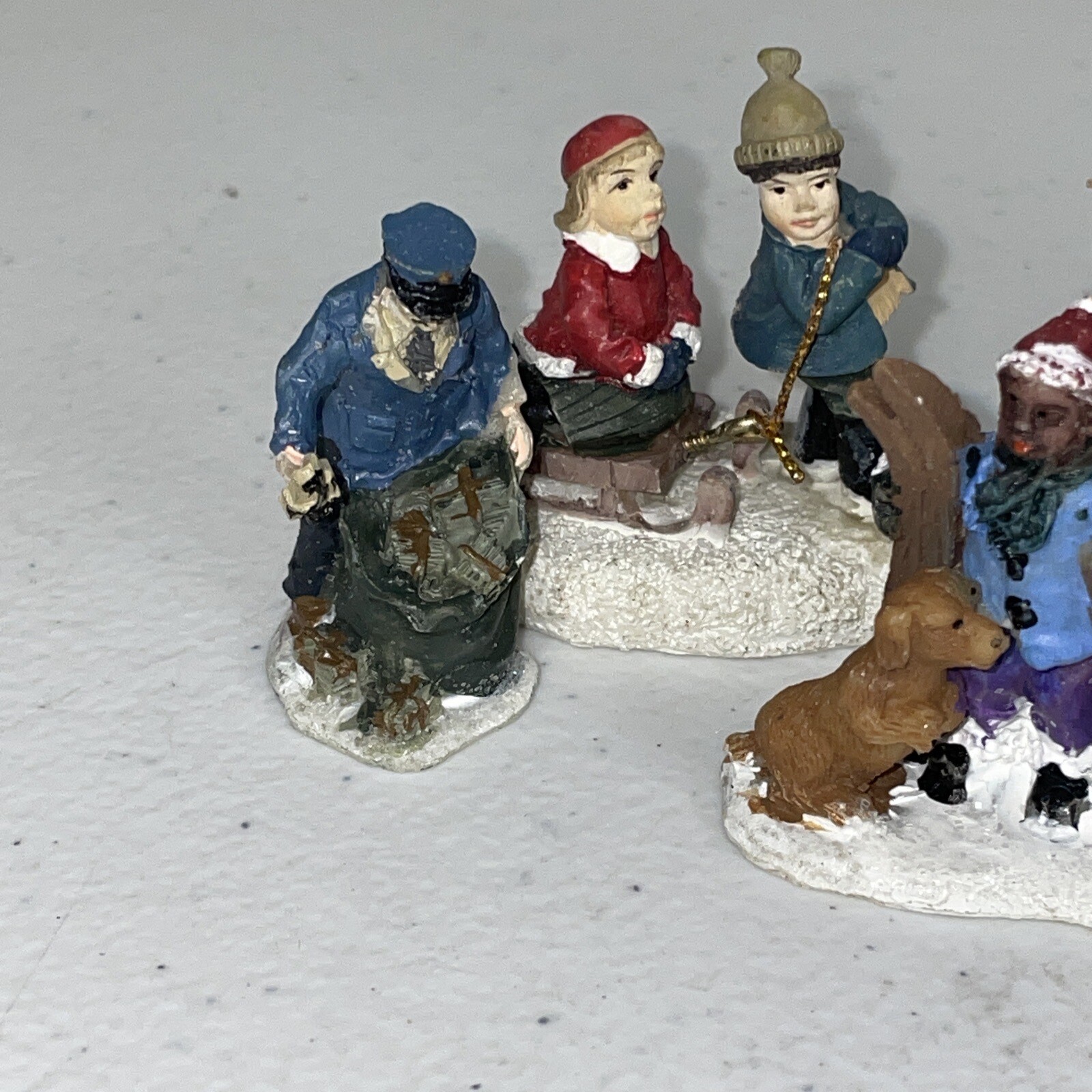 Vintage Christmas Village Figurine Lot Small Resin Village Holiday Figure Lot