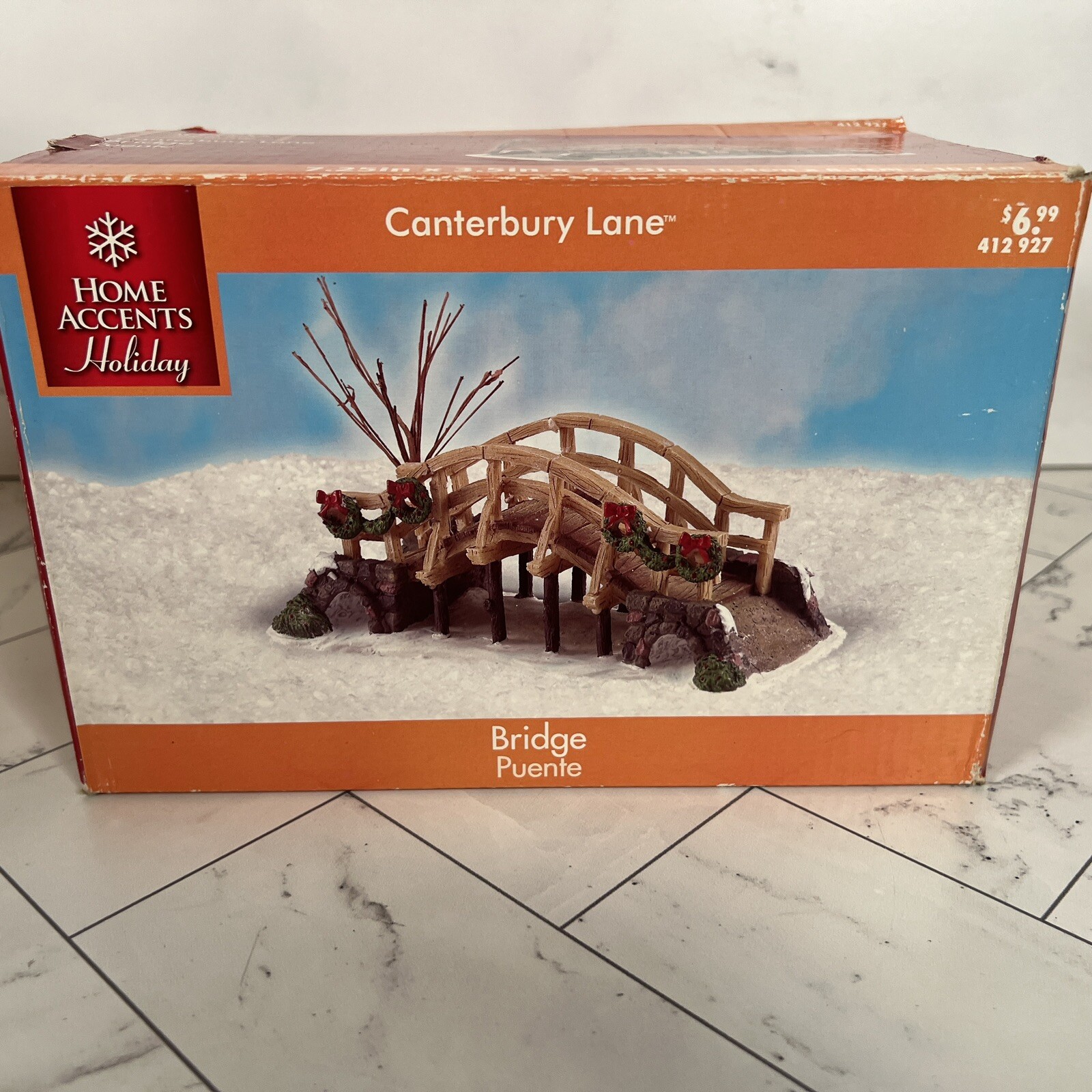 Home Accents Holiday Canterbury Lane Bridge In The Snow w/Box
