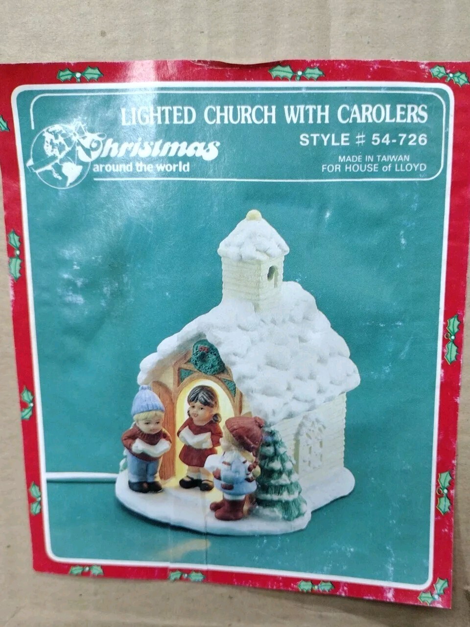 Lighted Church with Carolers House of Lloyd Christmas Around the World Vtg 1989