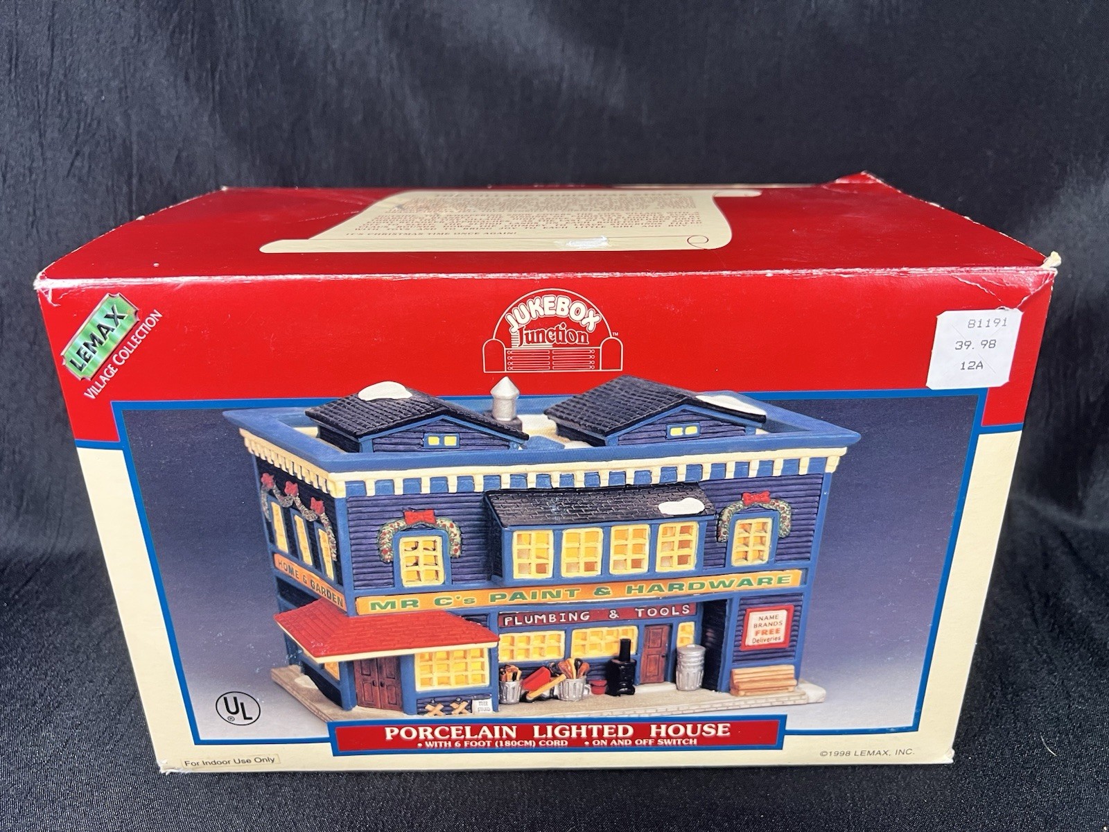 Lemax 1998 Mr.C’s Paint & Hardware Store Jukebox Junction #85301-R Retired Rare