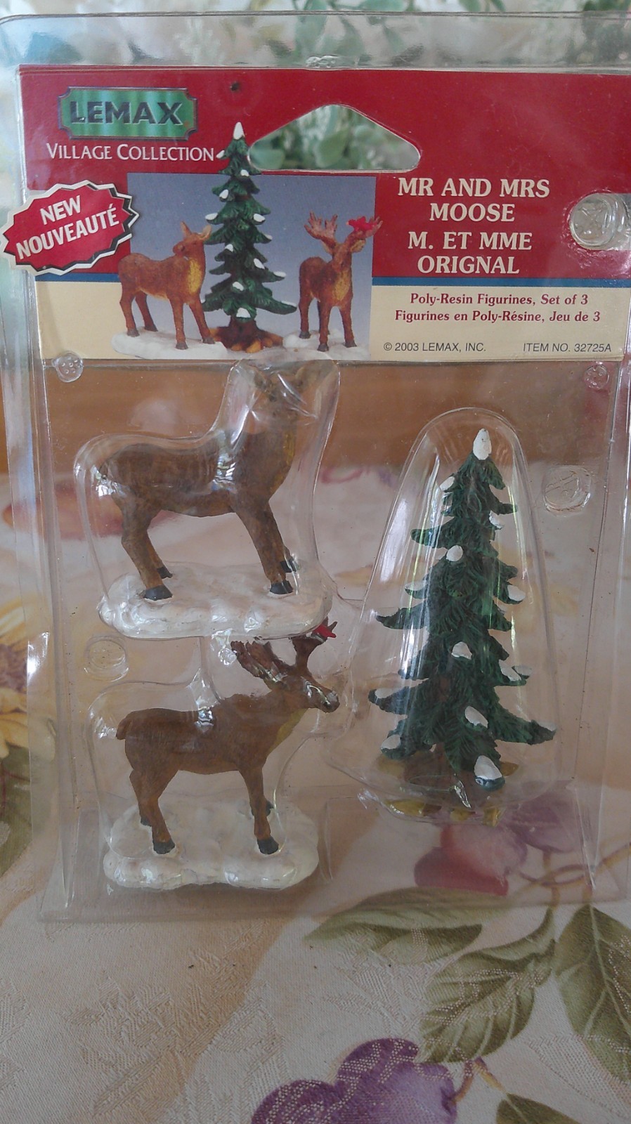 Lemax Mr. and Mrs. Moose Figurines with Tree Set of 3 New in Package