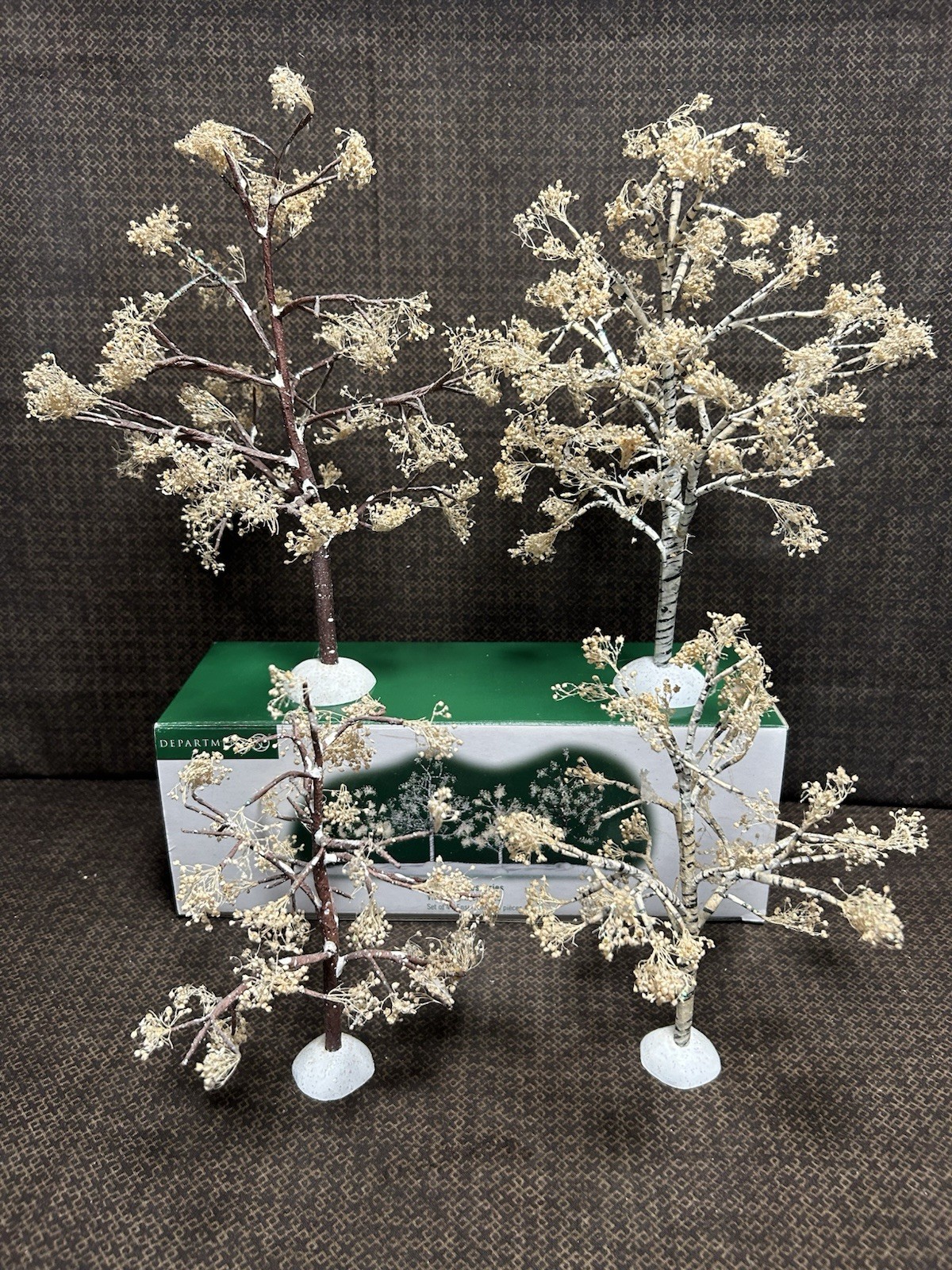2001 Dept 56 Village Accessories VILLAGE WINTER TREES Set of 4 #52976 Retired