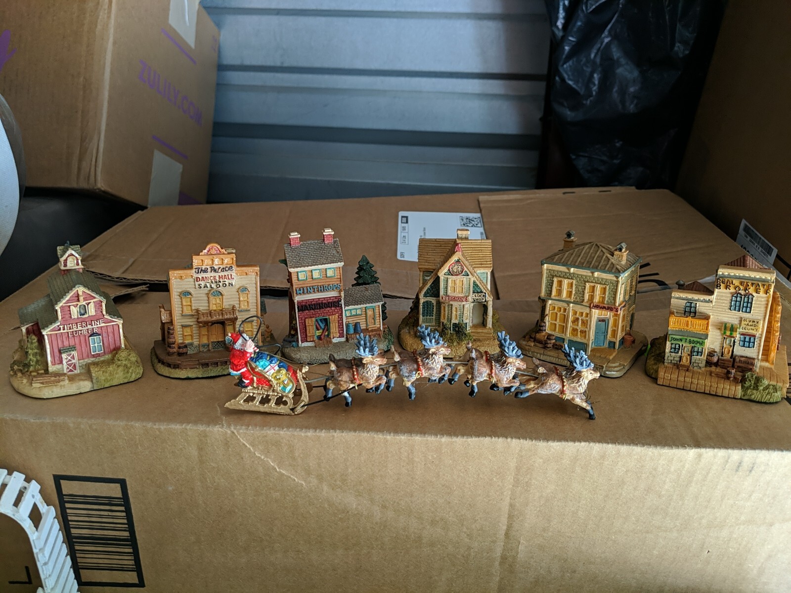 Set of 7- International Resourcing Services Inc. Little Houses+ Santa