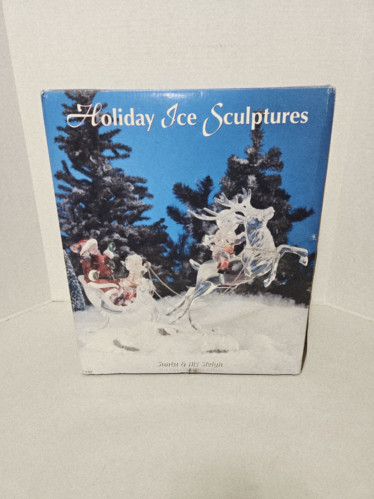 Heritage Mint Holiday Ice Sculptures Santa & His Sleigh Color Changing in Box