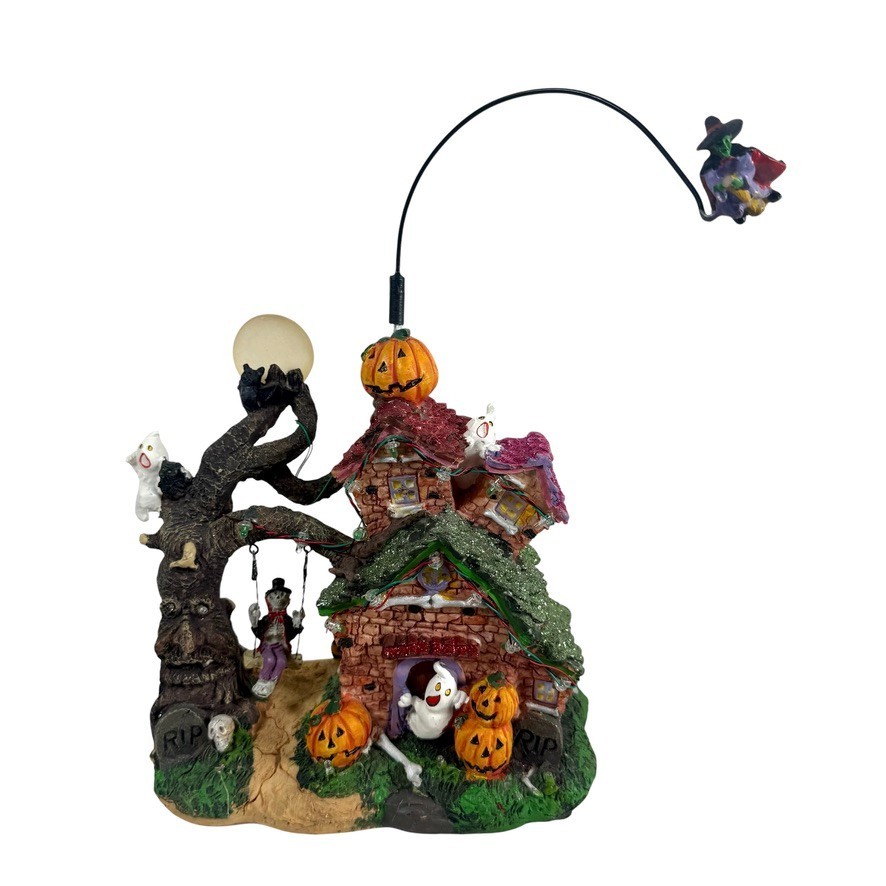 Target LED Village With Flying Witch Halloween Decoration 2009 Tested And Works