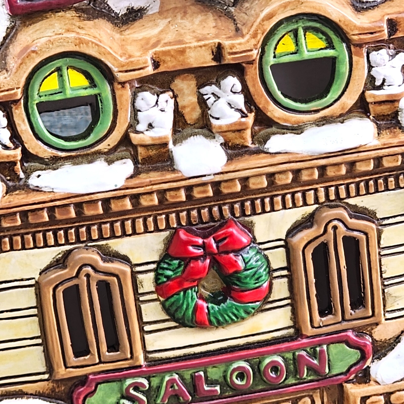 VTG Lefton Colonial Christmas Village Belle Union Saloon Lighted Porcelain 07482
