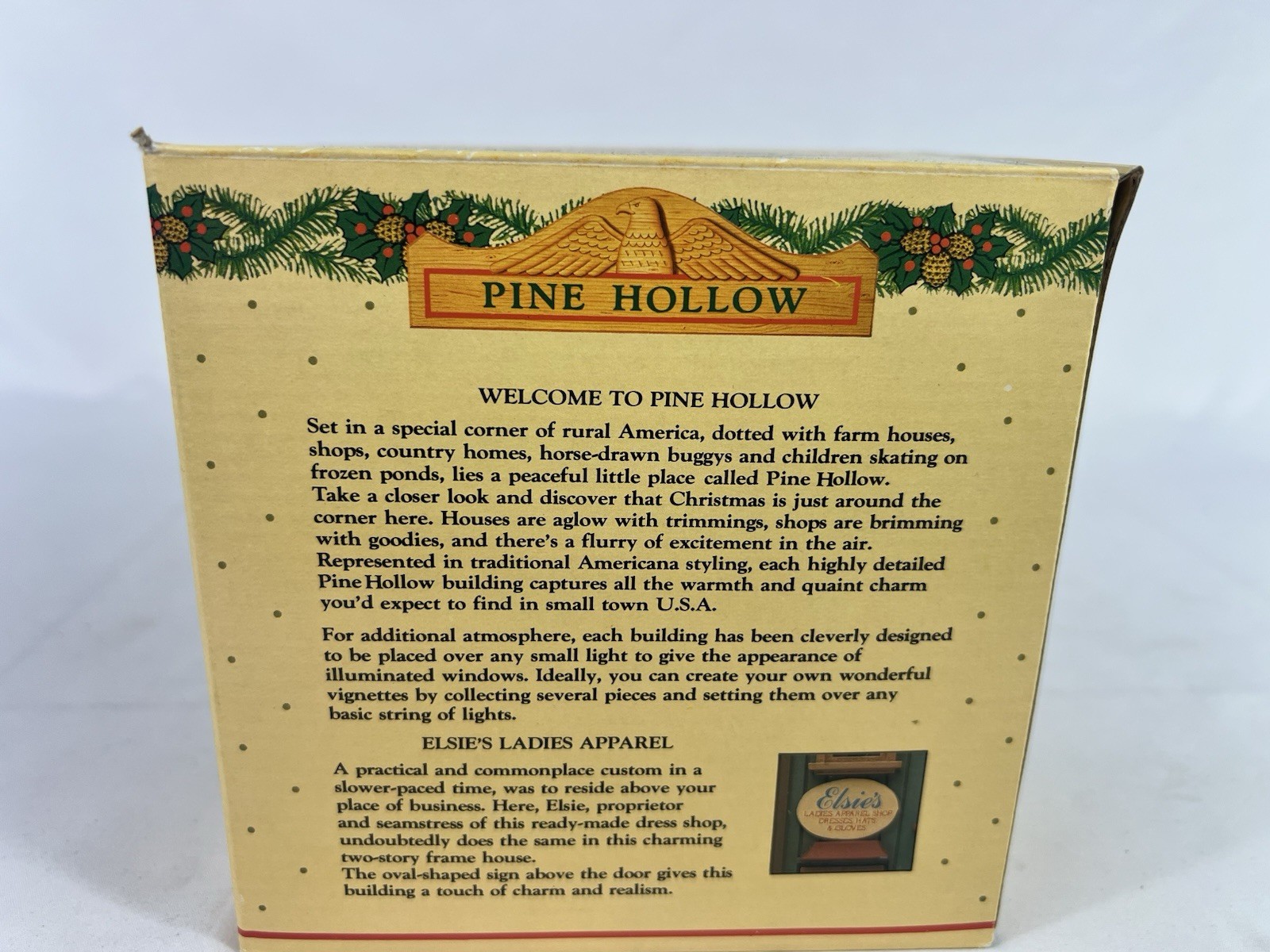 Vintage 1987 Enesco Pine Hollow Village Elsie’s Ladies Apparel W/Box And People