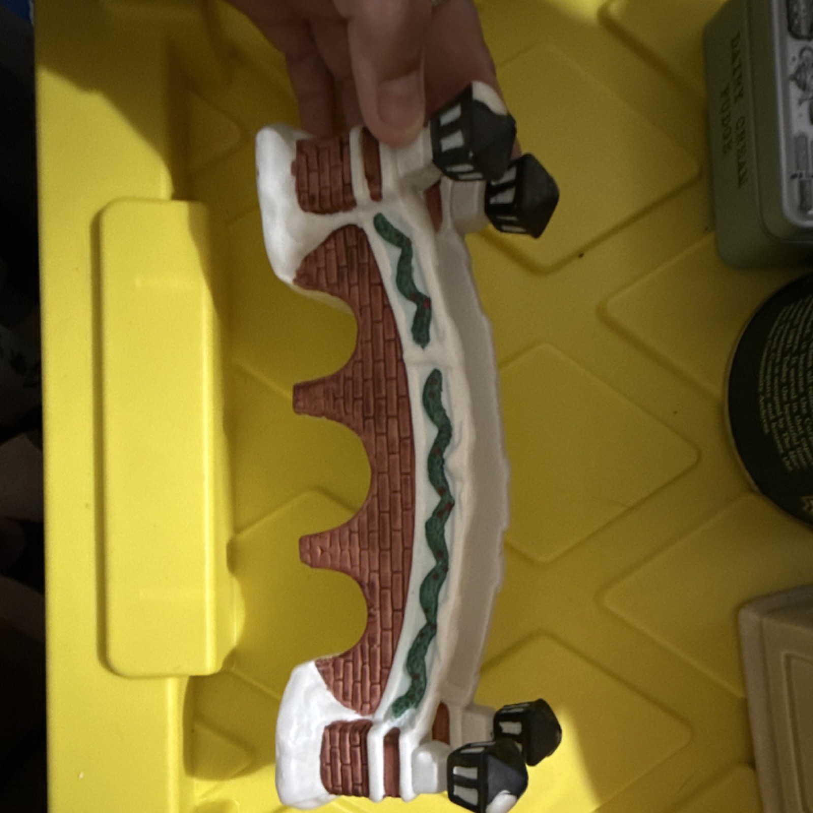 Dickens Collectables Christmas Village Porcelain Brick Bridge Hand Painted Boxed