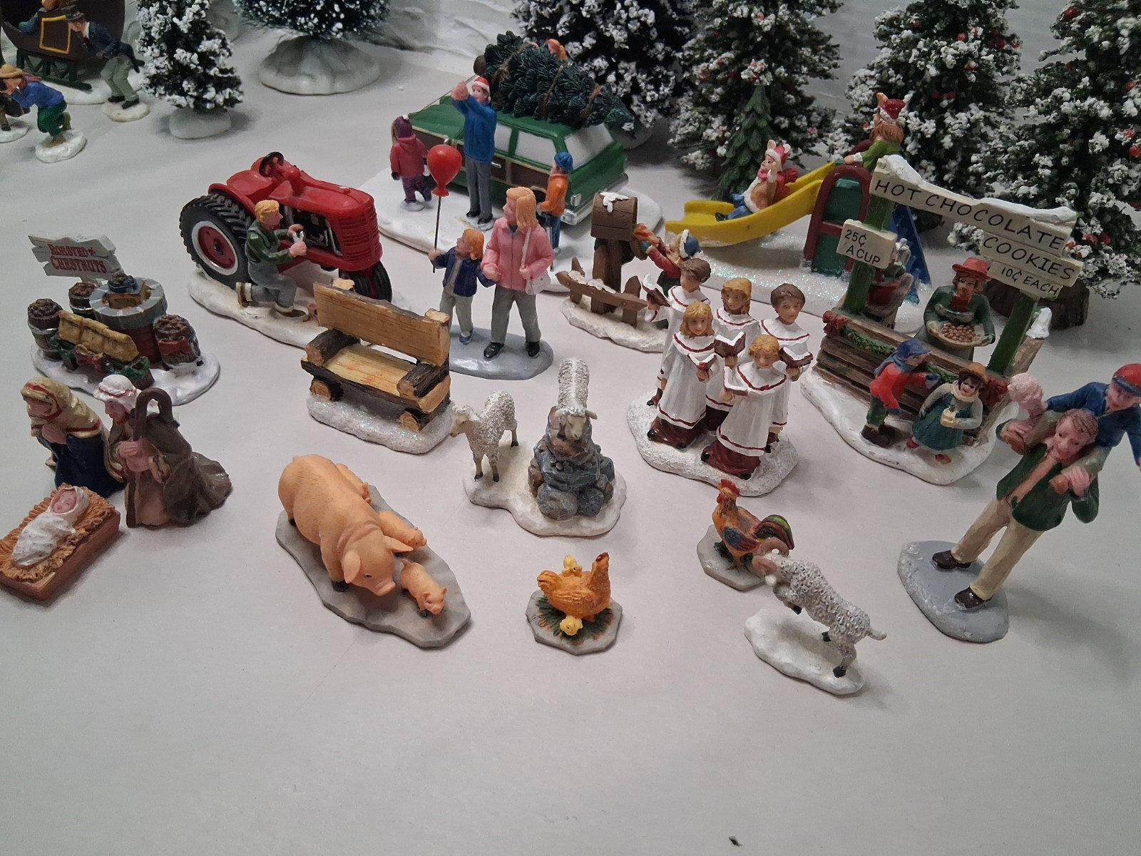 Lot Of 45 LEMAX,DEPT 56,ENCHANTED Christmas Figurines/Trees SEE DESCRIPTION