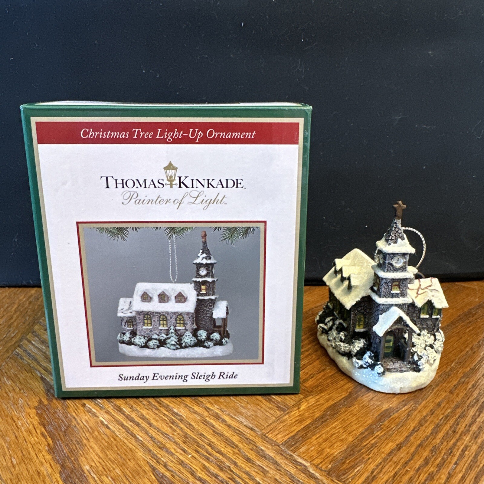 Thomas Kinkade Painter of Light 2003 SUNDAY EVENING SLEIGH RIDE Light Up Church