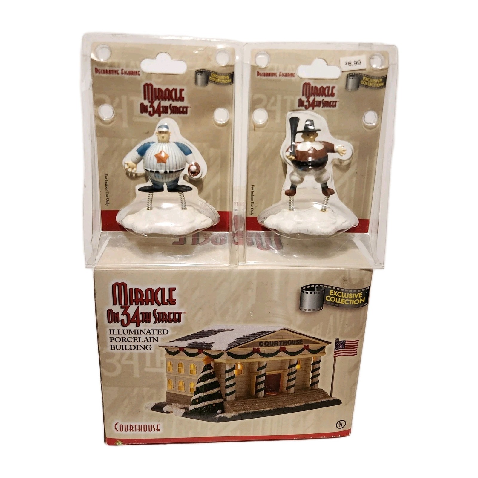 Miracle On 34th Street Courthouse, Pilgrim & Baseball Player Enesco Village Set