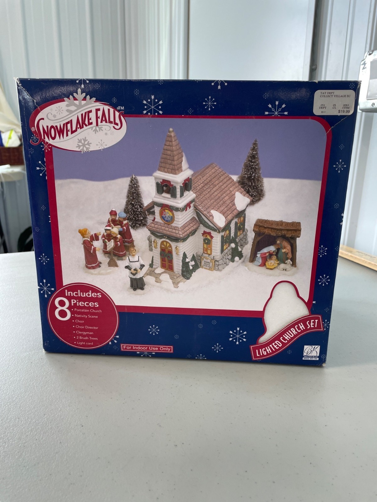 Snowflake Falls Lighted Church Set Christmas Holiday Village 8 Piece Figurines