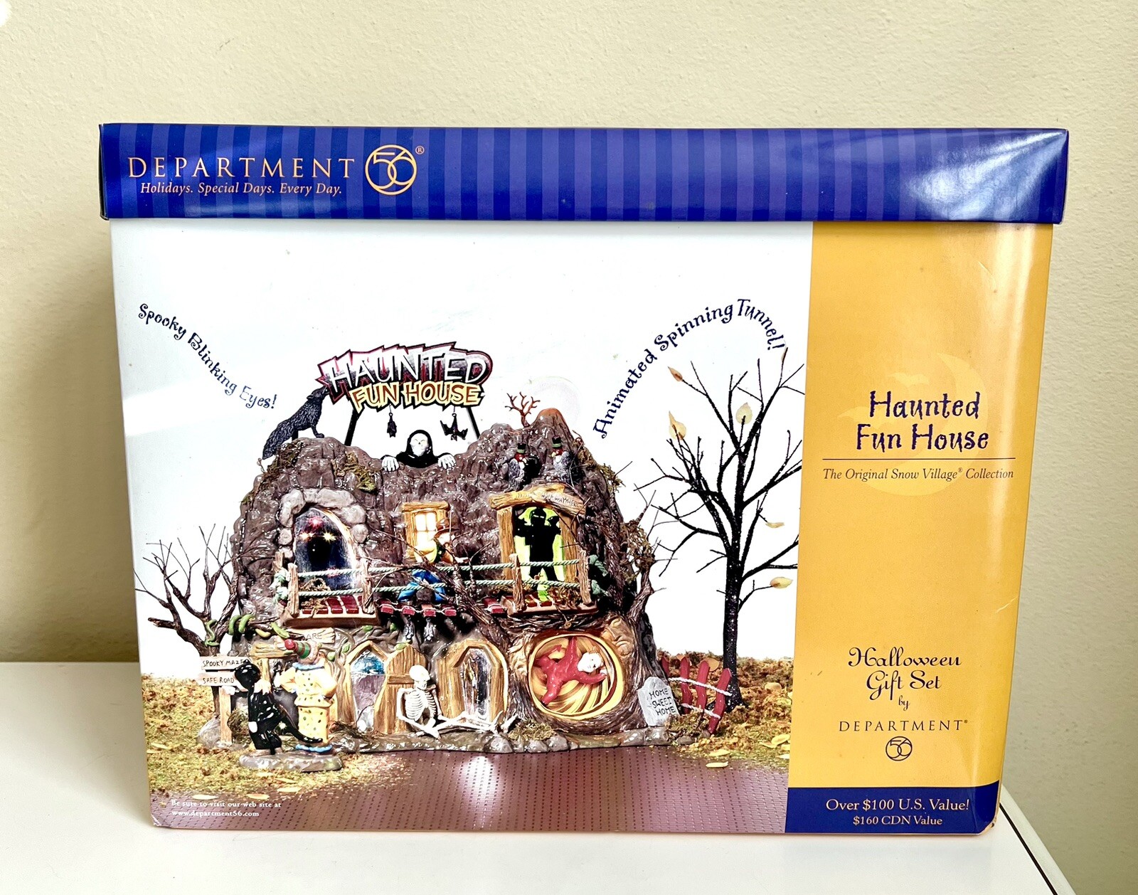 👻Dept 56 Halloween Village HAUNTED FUN HOUSE Gift Set 55094 With Box WORKS!