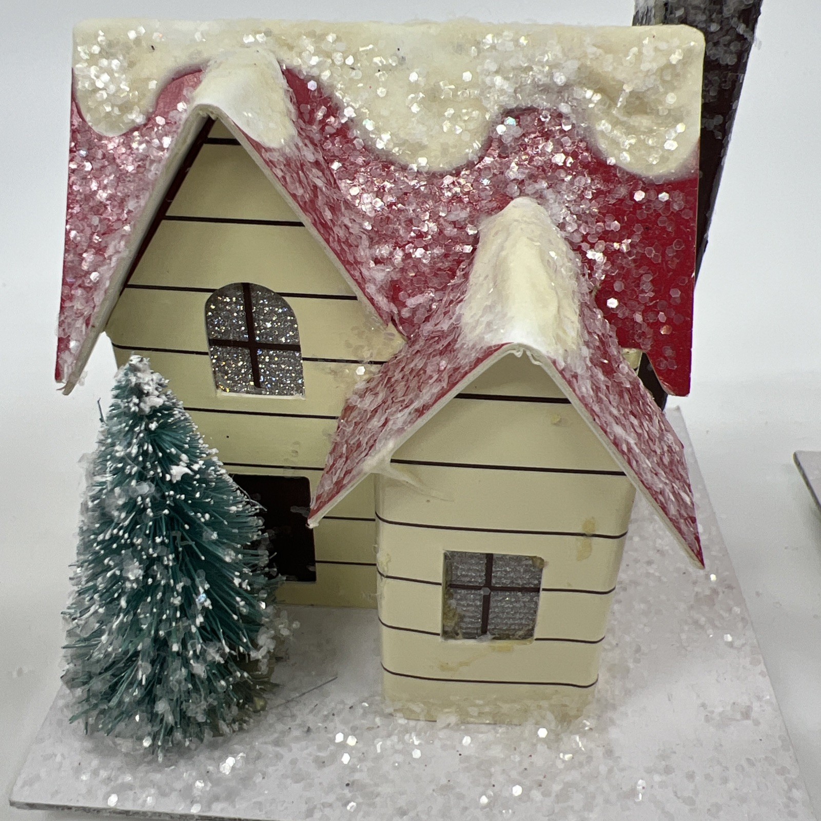 3 LED Paper Glitter House Red Christmas Village 2 2013 Target & 1 Jo-Ann Working