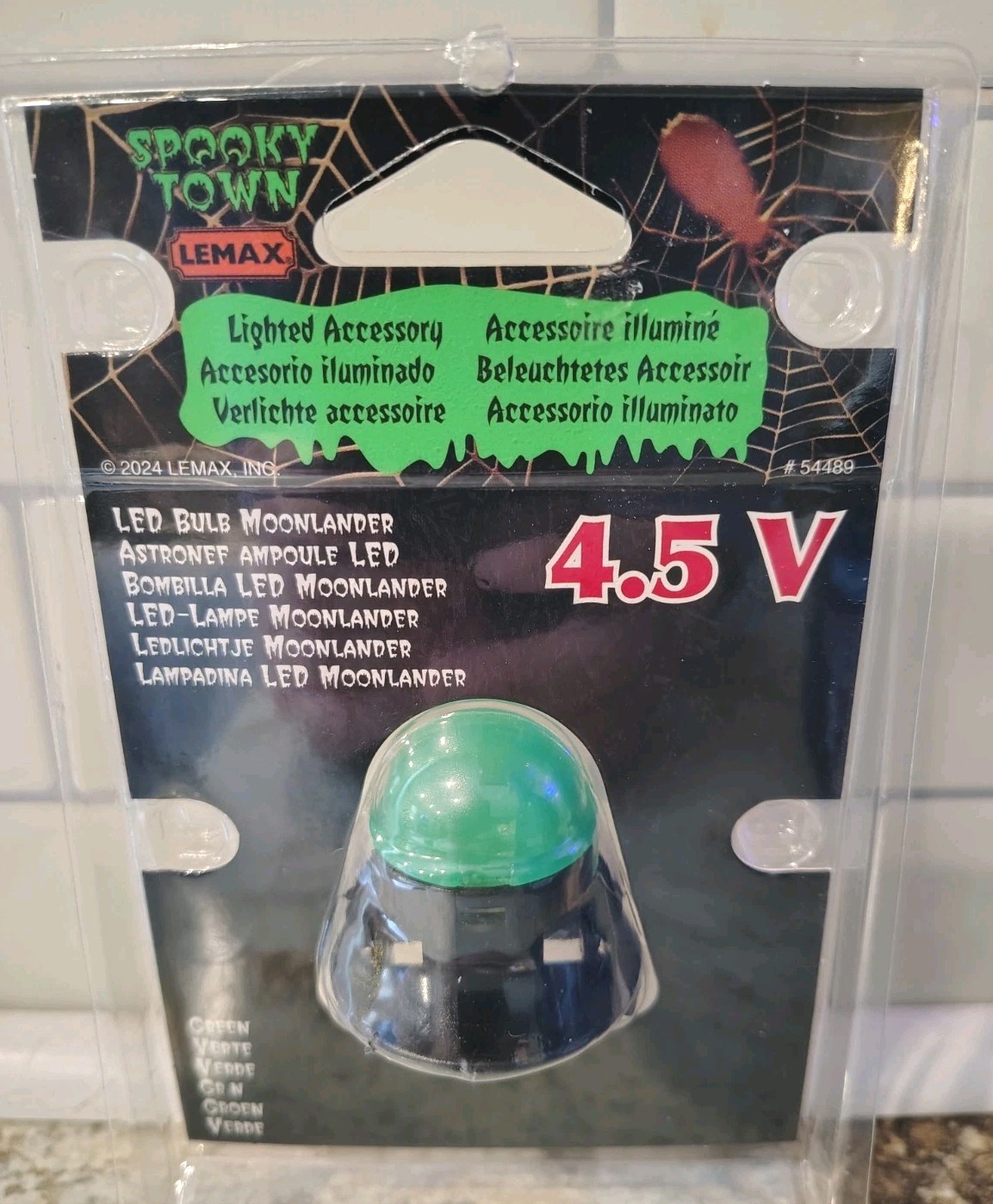 Lemax Spooky Town General Products Village Acces LED Bulb Moonlander Green 54489