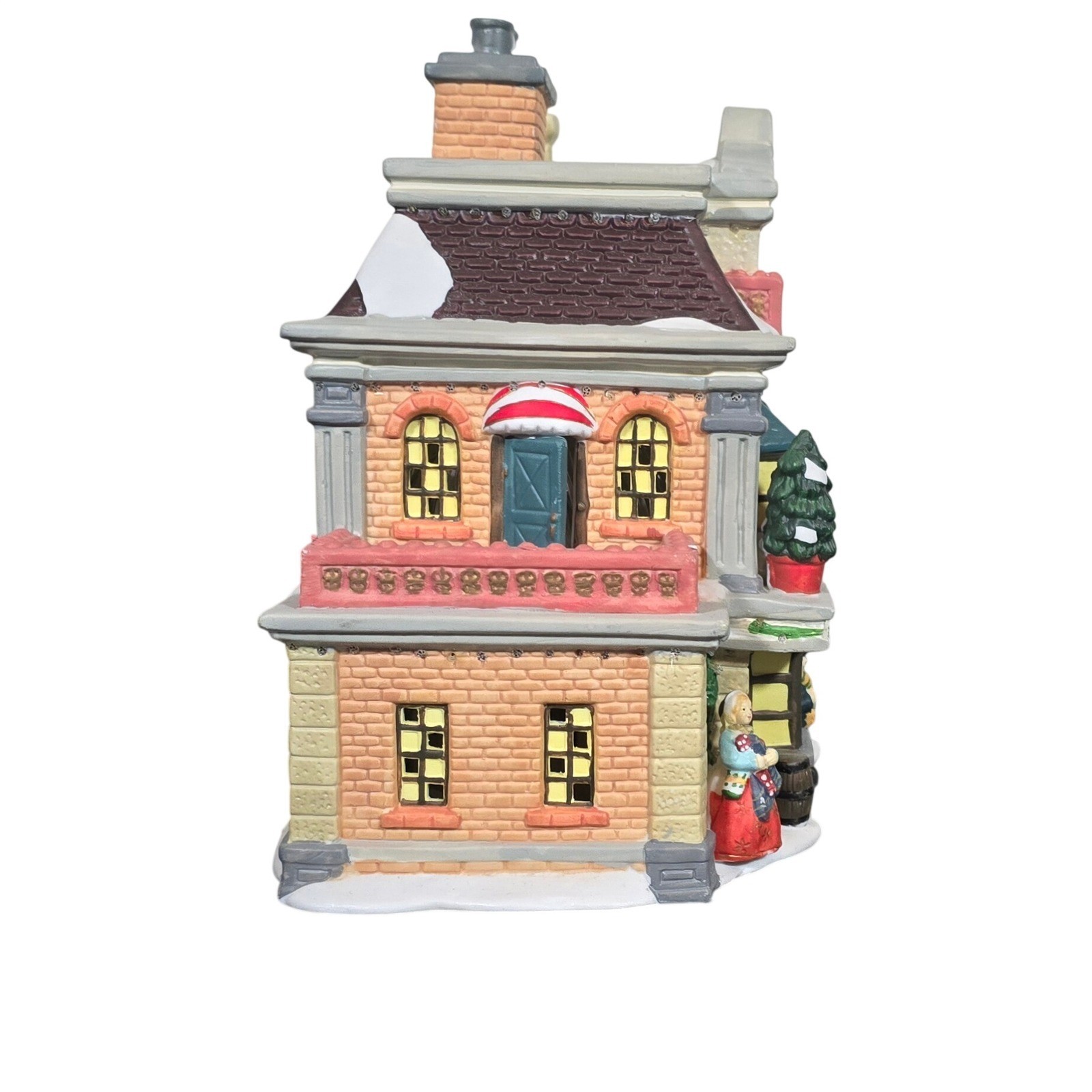 Fiber Optic Christmas Village Ceramic Tabletop Toy Shop House Holiday Decor