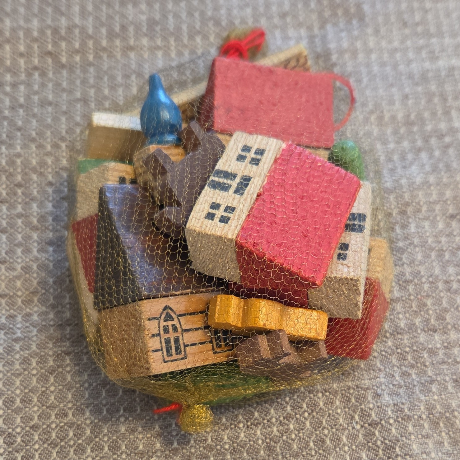 Wood Miniature Village Houses & Buildings Bundle, Multicolor, Display, Bag