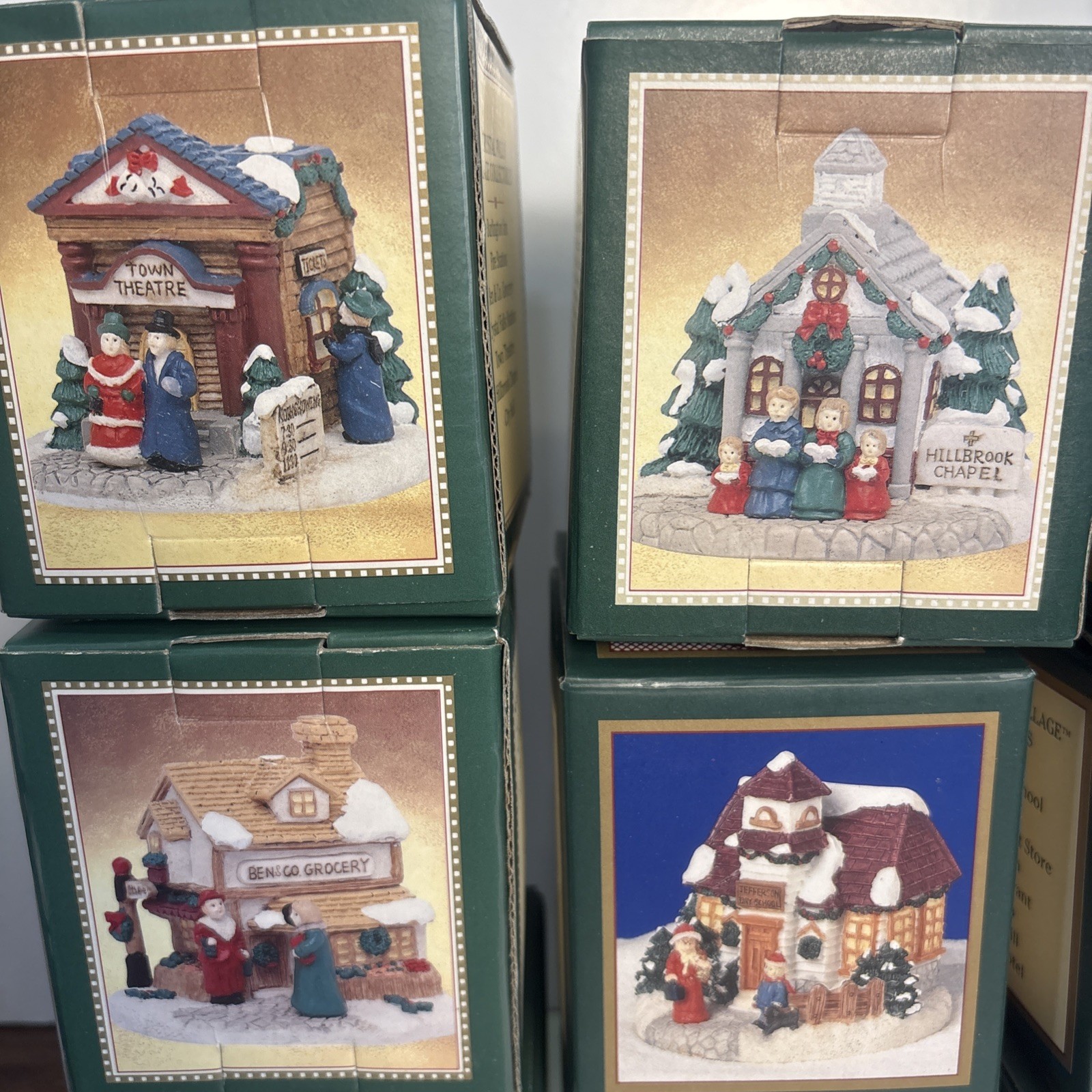 SET OF 12 Christmas Vintage Crystal Falls Village Buildings, 4pc 1992, 8pc 1994