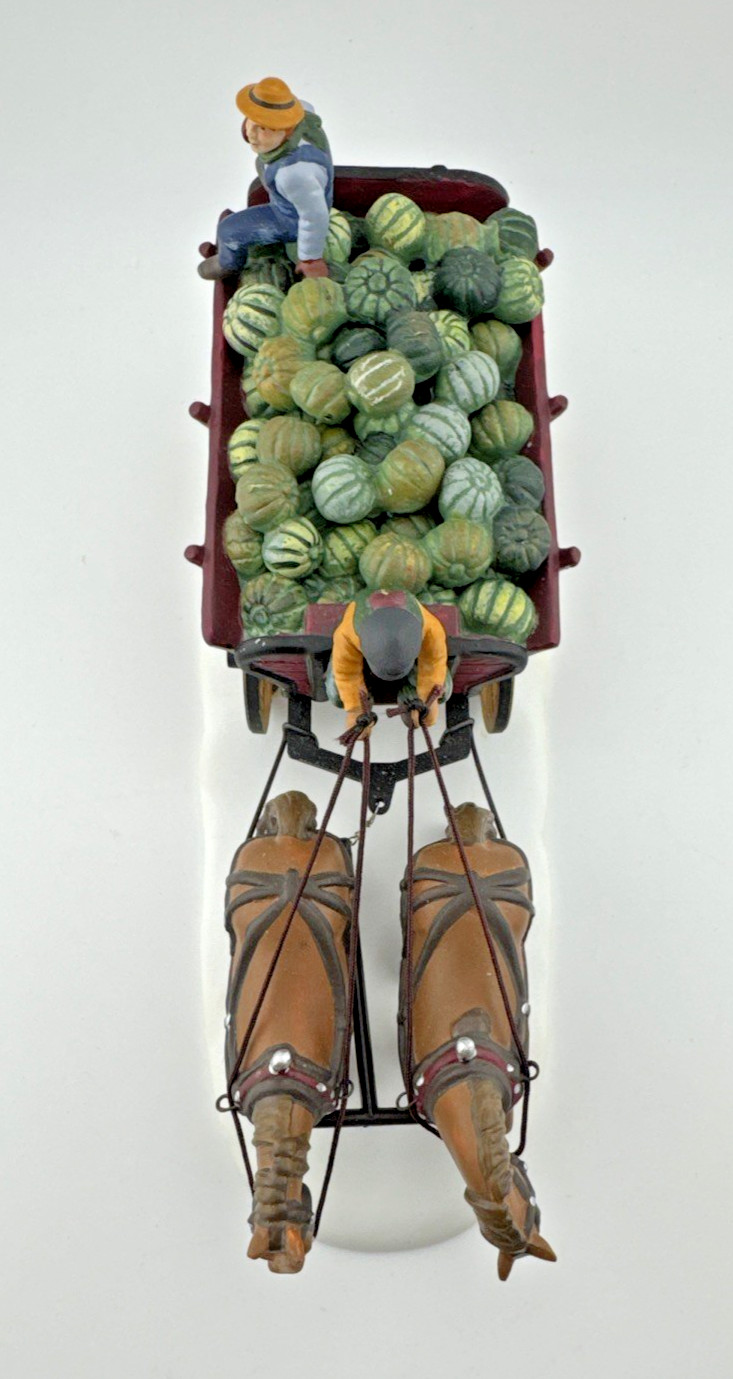 Department 56 Bachman’s Horse-Drawn Squash Cart Handpainted Porcelain & Metal