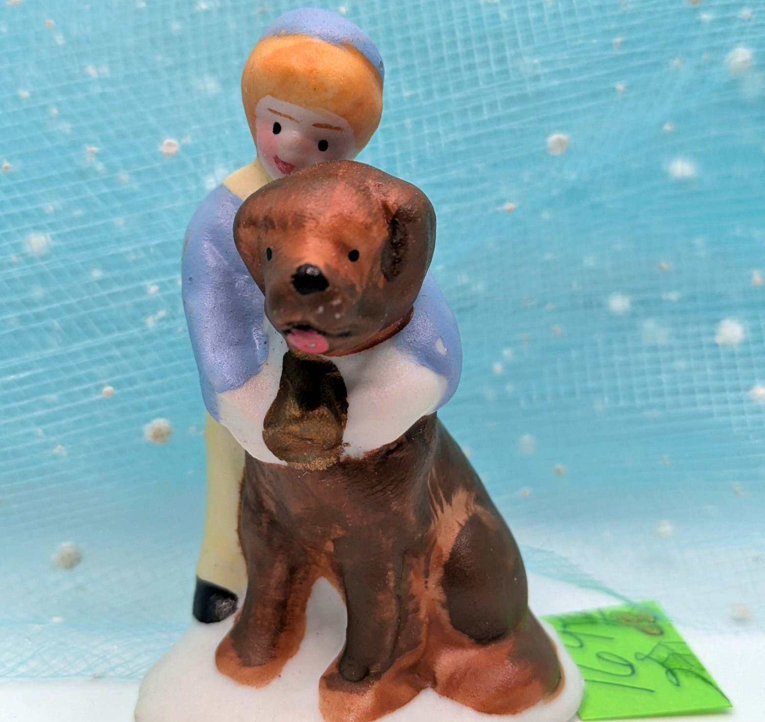 Lemax boy hugging dog child porcelain Christmas Village Figurine INV169