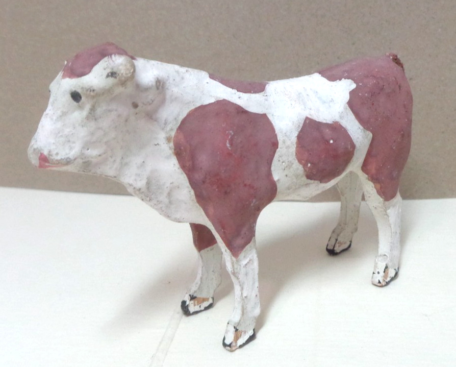VINTAGE STICK LEG COW FOR PUTZ NATIVITY CHRISTMAS SET 3.5″ LONG TAIL GERMAN?
