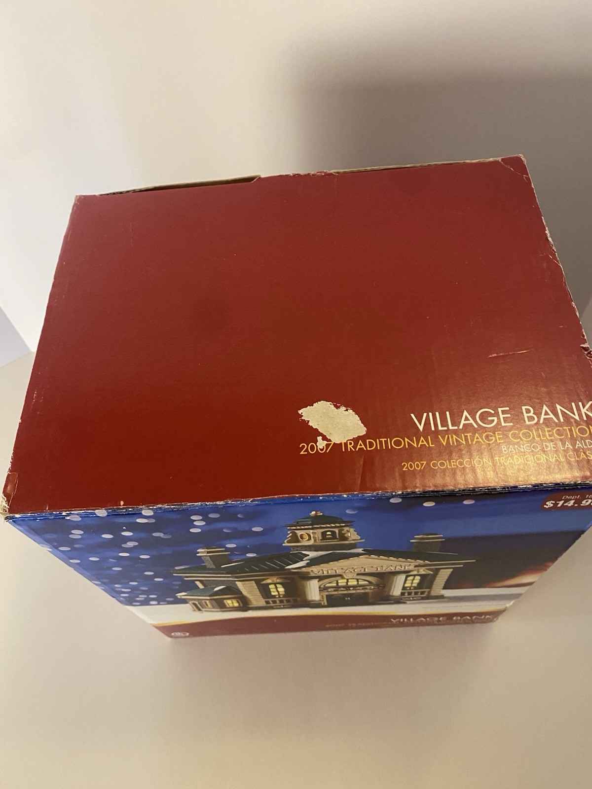 READ Vintage Village Bank Porcelain Building Christmas / Winter Dept 18 Lighted