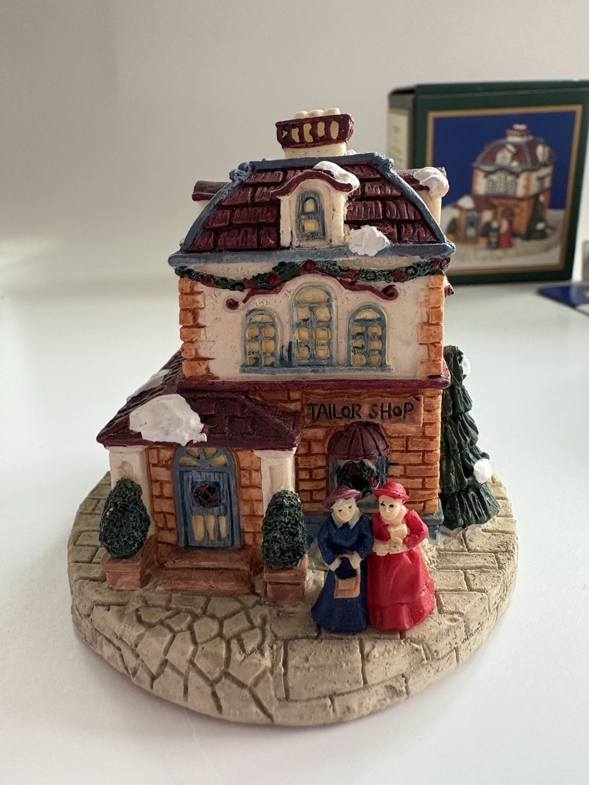 Vintage Crystal Falls Village Tailor Shop with Original Box and Pamphlet